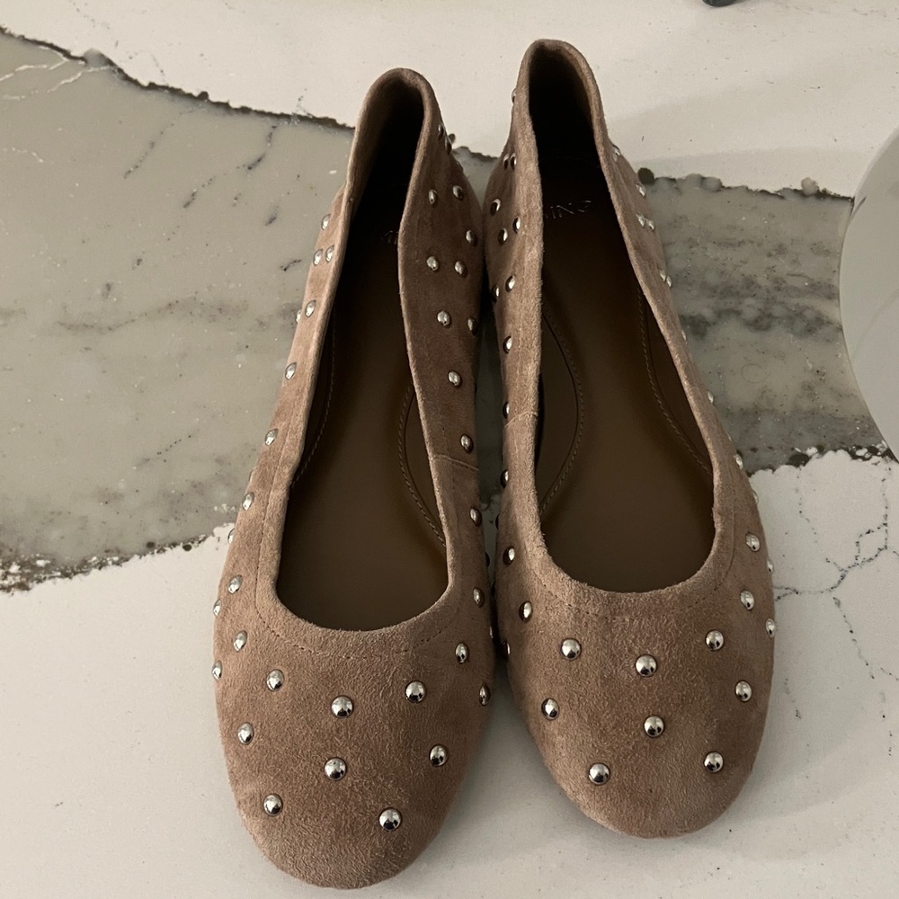 Mango Brown Studded Flats